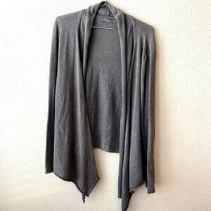 Prana Womens Cardigan Gray Open Front Drape Waterfall Long Sleeve